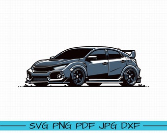 Honda Civic Type-R SVG, Cartoon Vector, Art, Silhouette
