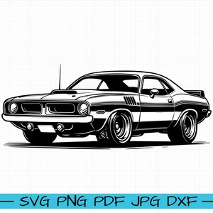 1970 Plymouth Barracuda SVG, Cartoon Vektor, Kunst, Silhouette
