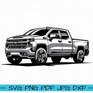 Chevy K-1500 Pickup Truck SVG, Cartoon Vector, Art, Silhouette