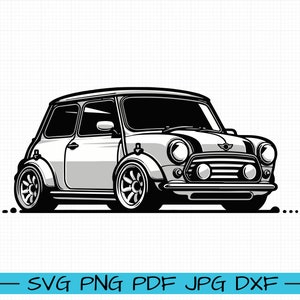 Klassieke Mini Cooper SVG, Cartoon Vector, kunst, silhouet