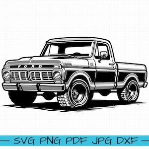 Ford F100 1972 SVG, cartoon vector, kunst, silhouet