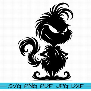 May include: Black and white silhouette of a furry creature with a mischievous expression. The creature has a long tail and is standing with its arms crossed.