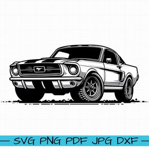 Ford Mustang Classic SVG, Cartoon Vector, Art, Silhouette