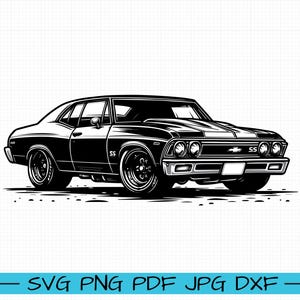 Vintage Chevrolet SS SVG, Cartoon Vector, Art, Silhouette