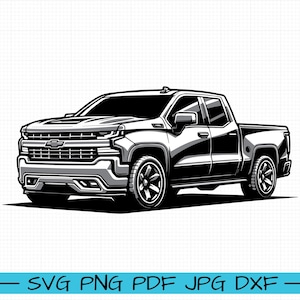 Chevy K-1500 Pickup Truck SVG, Cartoon Vector, Art, Silhouette