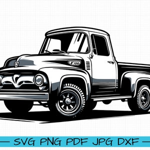 Ford F100 1955 SVG, Cartoon Vector, Art, Silhouette