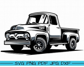 Ford F100 1955 SVG, cartoon vector, kunst, silhouet