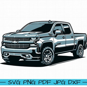 Chevrolet Silverado SVG, Cartoon Vector, Art, Silhouette
