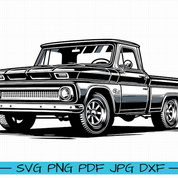 Chevy C10 (1965-1966) SVG, Cartoon Vector, Art, Silhouette