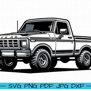 1980 Ford F100 Ranger SVG, Cartoon Vector, Art, Silhouette