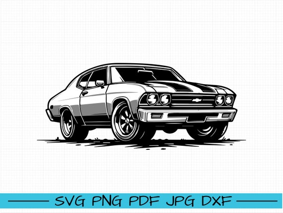 Chevelle Silhouet 1969 Chevelle SS 396 Gas Station Black With White