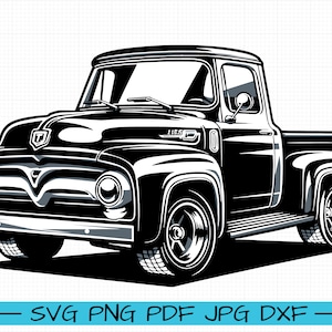 Ford F100 1955 SVG, Cartoon Vector, Art, Silhouette
