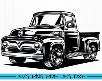 Ford F100 1955 SVG, Cartoon Vector, Art, Silhouette