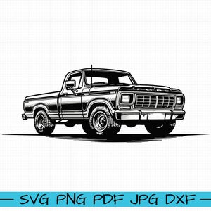 Ford F150 Pickup Truck 1980 SVG, Cartoon Vector, Art, Silhouette