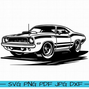 1970 Plymouth Barracuda SVG, Cartoon Vektor, Kunst, Silhouette