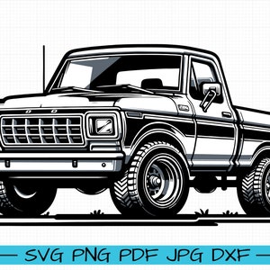 1980 Ford F100 Ranger SVG, Cartoon Vector, Art, Silhouette