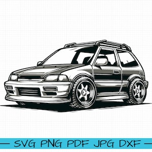 Honda Civic EG SVG, vettore del fumetto, arte, sagoma