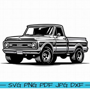GMC Pickup 1967 SVG, Cartoon Vector, Art, Silhouette