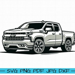 Chevrolet Silverado SVG, Cartoon Vector, Art, Silhouette