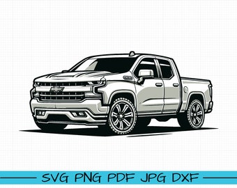 Chevrolet Silverado SVG, Cartoon Vector, Art, Silhouette