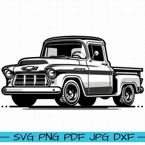 Chevrolet Cameo Carrier 1955 SVG, Cartoon Vector, Art, Silhouette