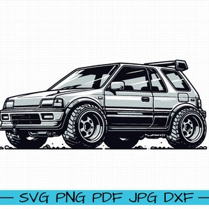 Honda Civic EG SVG, vettore del fumetto, arte, sagoma