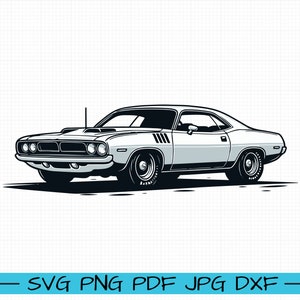 1970 Plymouth Barracuda SVG, Cartoon Vector, Art, Silhouette