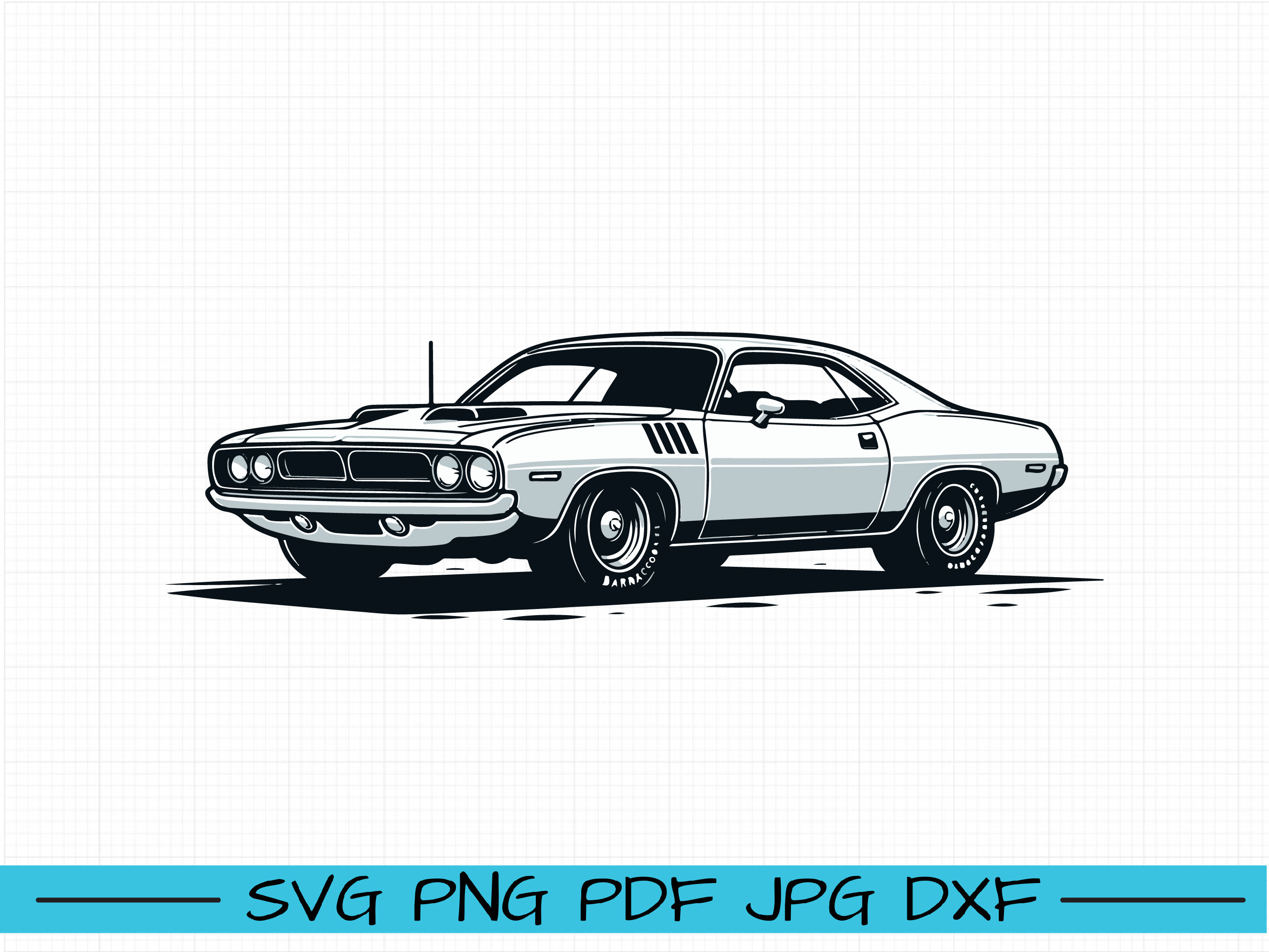 1970 Plymouth Barracuda SVG, Cartoon Vector, Art, Silhouette - Etsy, image size:2705x2029