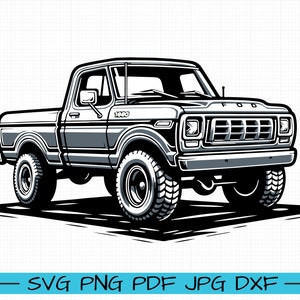 1980 Ford F100 Ranger SVG, Cartoon Vector, Art, Silhouette