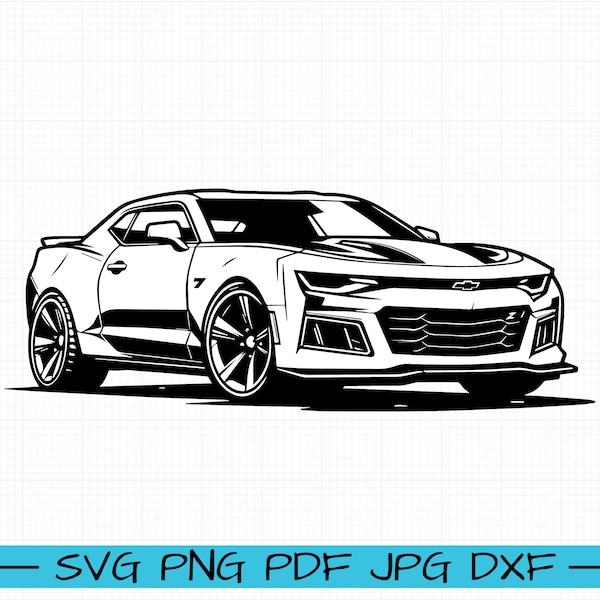 Chevy Camaro ZL1 2018 SVG, Cartoon Vector, Art, Silhouette