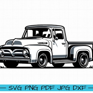 Ford F100 1955 SVG, Cartoon Vector, Art, Silhouette