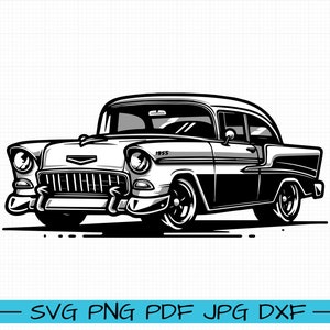Chevrolet Bel Air 1955 SVG, Cartoon Vector, Art, Silhouette