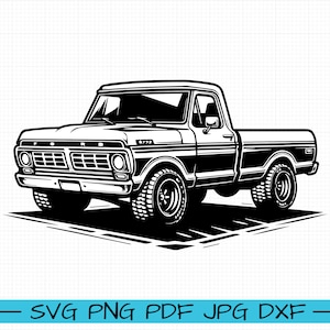 Ford F100 1972 SVG, Cartoon Vector, Art, Silhouette