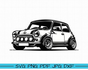 Classic Mini Cooper SVG, Cartoon Vector, Art, Silhouette