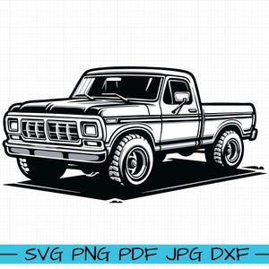 Ford F150 Pickup Truck 1980 SVG, Cartoon Vector, Art, Silhouette