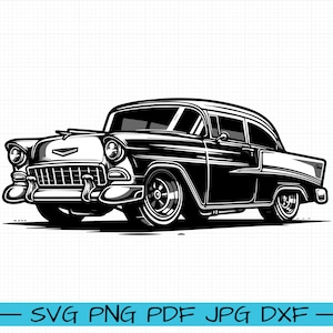 Chevrolet Bel Air 1955 SVG, Cartoon Vector, Art, Silhouette