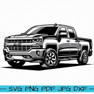 Chevy K-1500 Pickup Truck SVG, Cartoon Vector, Art, Silhouette