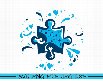 Autism Awareness Puzzle SVG, We Wear Blue, April (Digital Files)