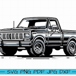 1980 Ford F100 Ranger SVG, Cartoon Vector, Art, Silhouette