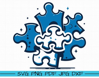 Autism Awareness Puzzle SVG, In April We Wear Blue (Digital Files)