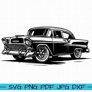 Chevrolet Bel Air 1955 SVG, Cartoon Vector, Art, Silhouette