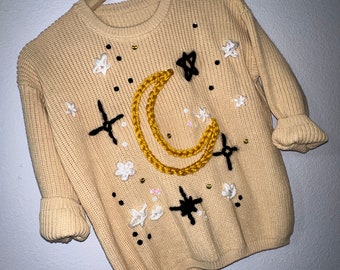 Personalized Hand Embroidered Baby and Toddler Sweaters Over the MOON sweater