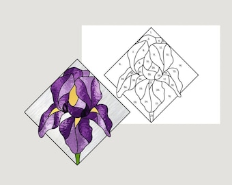 Iris Stained Glass Pattern: DIY Suncatcher, Blumen Wandkunst (PDF Pattern)