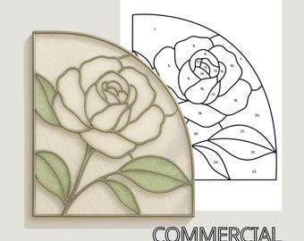 Rose Stained Glass Pattern, Flower Suncatcher Design (PDF & SVG)