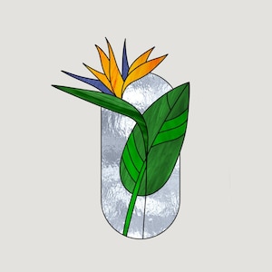 Bird of Paradise Stained Glass Pattern: Exotic Flower Design (Digital Download)