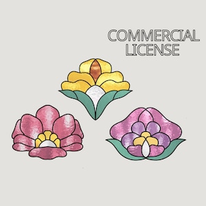 Stained glass pattern flower, Stained glass art, Digital Download, Pattern PDF