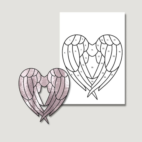 Angel stained glass patterns Angel wings, DIY Stained glass, Hanging ornament, Valentines day, Patterns heart