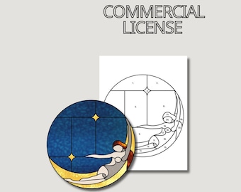Moon Stained Glass Pattern: Beginner DIY Suncatcher (Digital Download)
