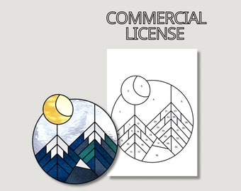 Mountains Stained Glass Pattern: DIY Suncatcher Panel (Digital Download)