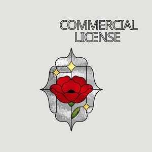 Poppy Stained Glass Pattern: Suncatcher Design (Digital Download, Commercial License)